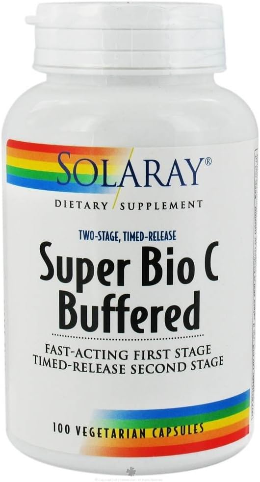SOLARAY Super Bio Vitamina C 1000 mg, Buffered, Sustained Release with Bioflavonoids, Vegan, 100 Capsules