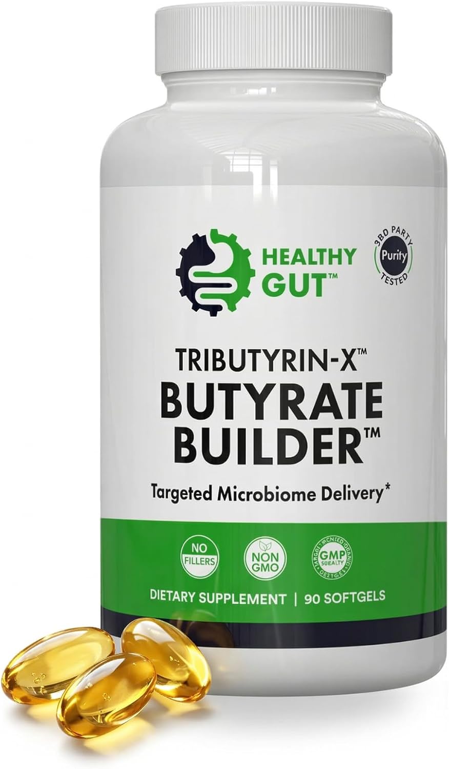 Healthy Gut Tributyrin-X – Suplemento de Butirato Altamente Biodisponible | 90 Cápsulas Blandas