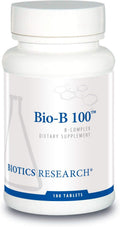 Biotics Research Bio-B 100 - B-Complex con B6 fosforilada, riboflavina-5-fosfato, folato, B12, niacina, biotina, enzimas antioxidantes SOD y catalasa, sin gluten, sin lácteos y sin OGM, 180 comprimidos