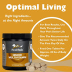 Multivitamínico Senior para Perros – 150 Comprimidos con MSM, SOD, Vitamina C y 19 Nutrientes Esenciales – Apoya la Salud Articular y el Bienestar General