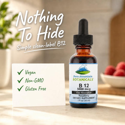 Pure Mountain Botanicals Vitamina B12 5000 – Sistema nervioso: Contribuye al funcionamiento normal del sistema – Image 3