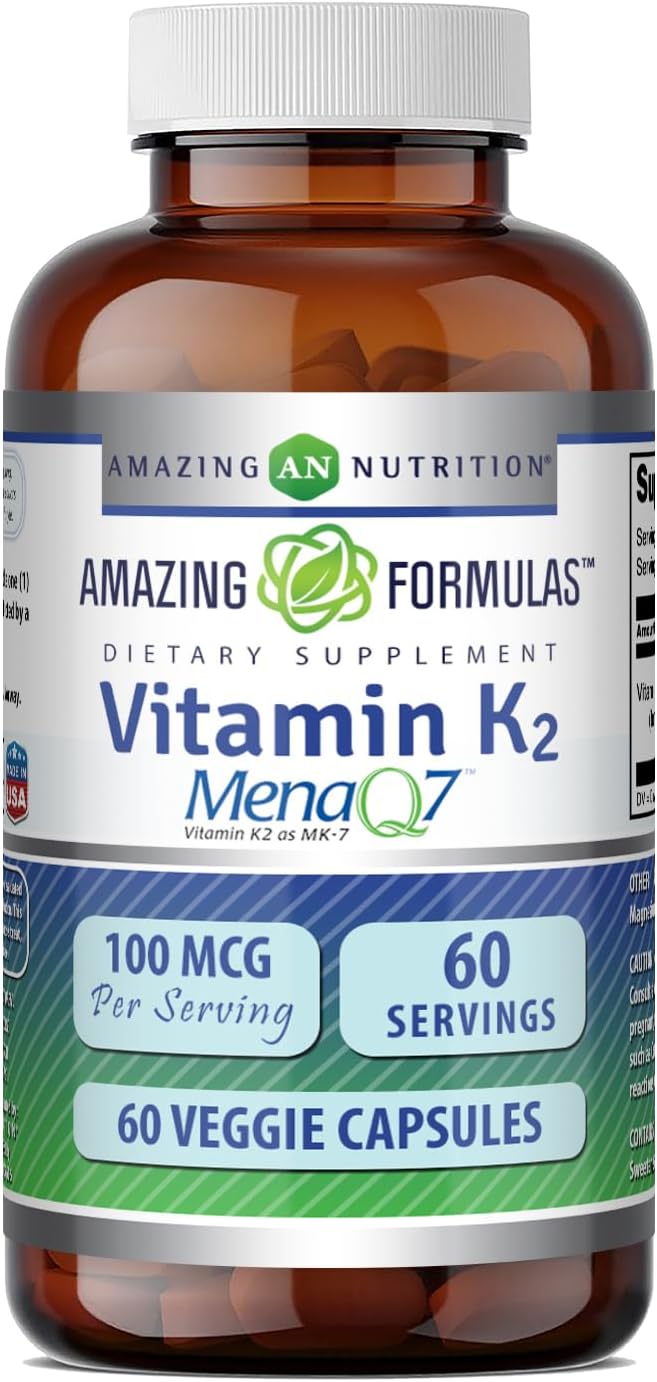 Amazing Formulas Vitamina K2 MenaQ7 MK7 100 mcg - 120 Cápsulas Vegetales