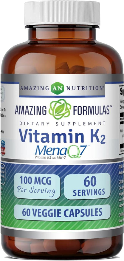 Amazing Formulas Vitamina K2 MenaQ7 MK7 100 mcg - 60 Cápsulas Vegetales – Image 1