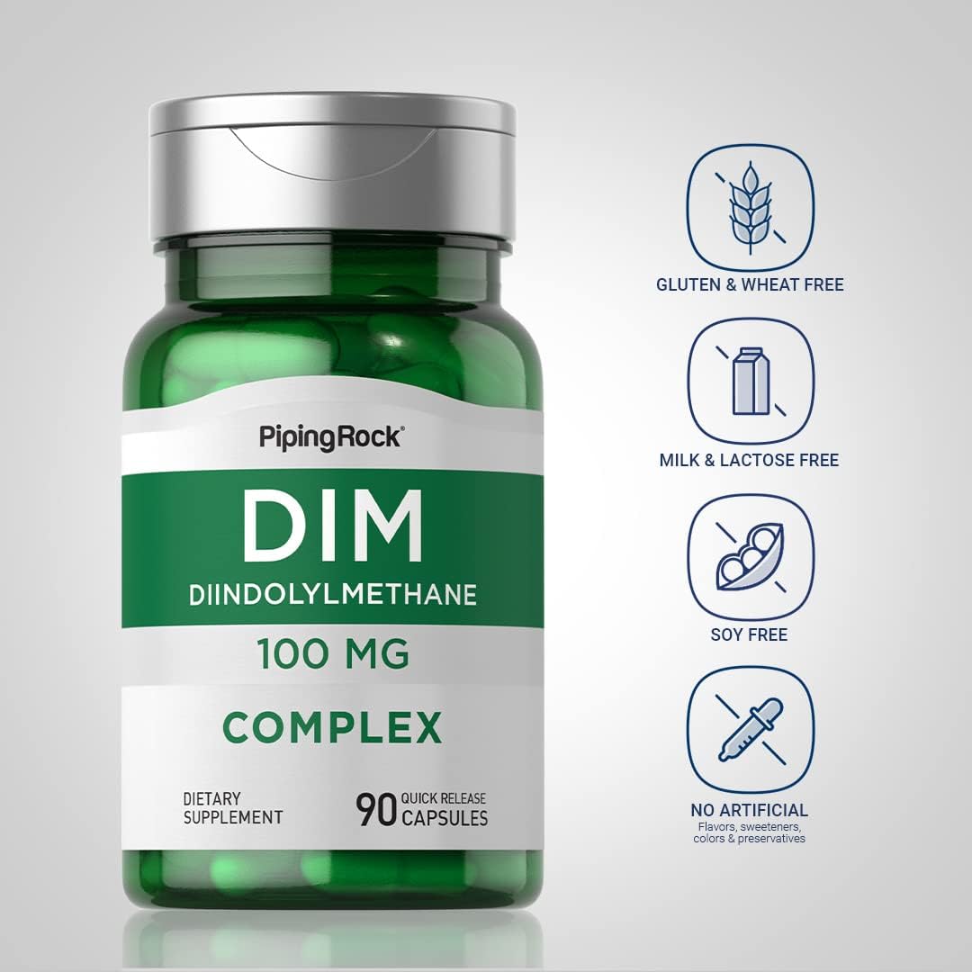 Piping Rock DIM 100 mg | 90 Capsules | Diindolylmethane Complex | Non-GMO, Gluten Free