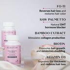 Kerotin Vitaminas para el Cabello con Biotina, Saw Palmetto y Vitamina D3 - 60 Cápsulas