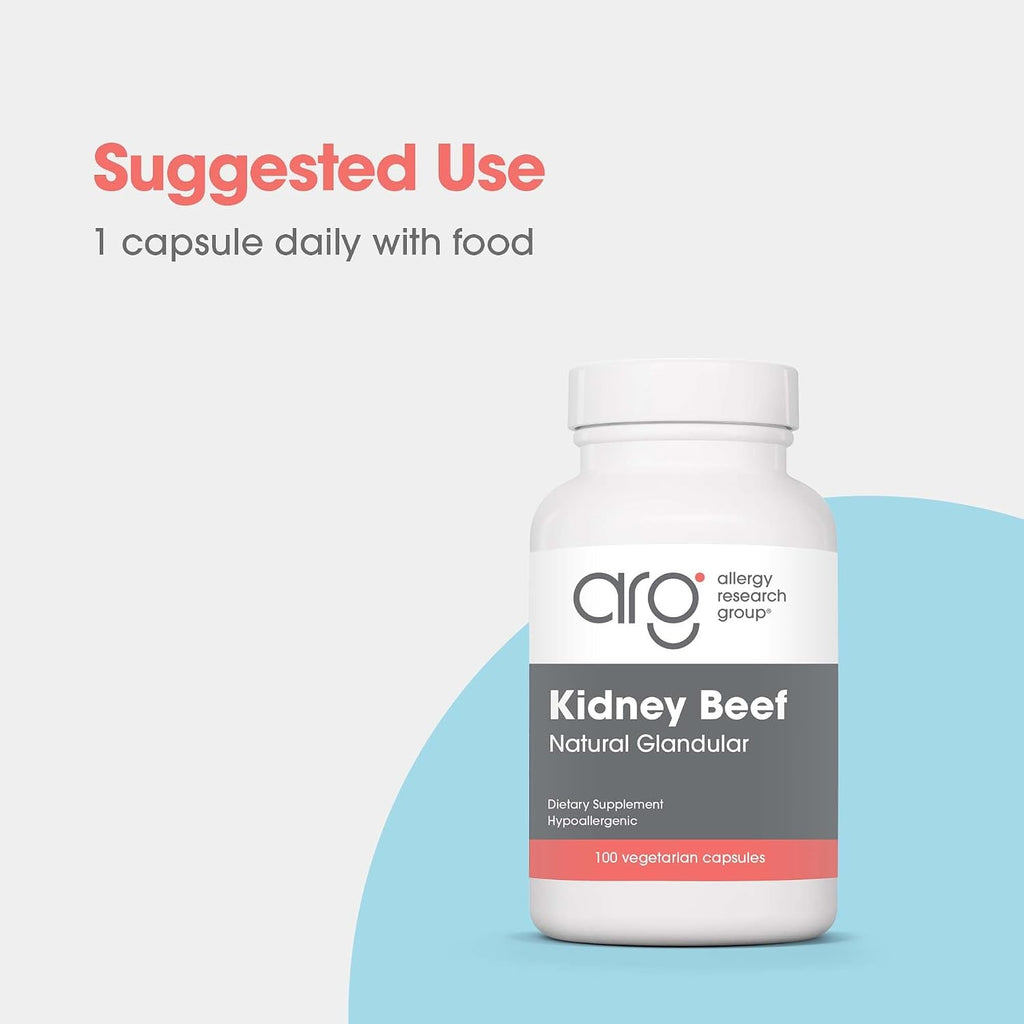 ARG Kidney Beef - Bovine Kidney Extract Supplement - 100 Vegan Capsules
