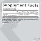 Sports Research® Vitamina D3 10.000 UI (250 mcg) con Aceite MCT de Coco - 120 Cápsulas Blandas
