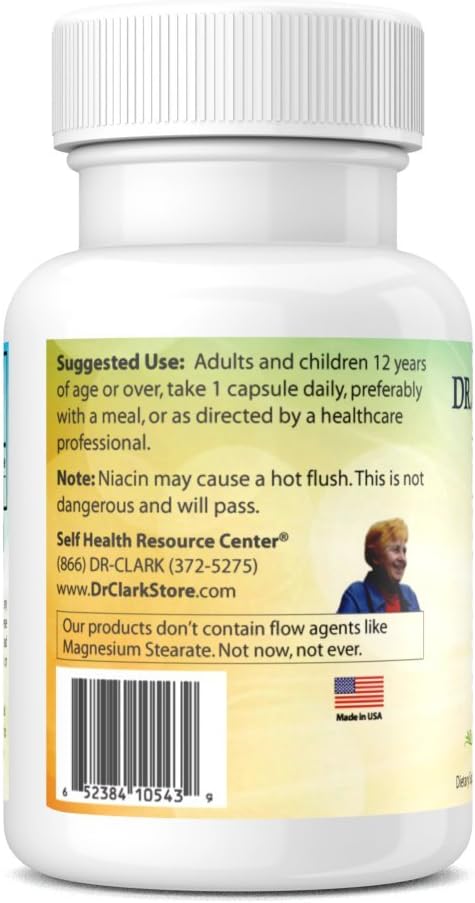 Dr Clark Niacina (Vitamina B3) 25 mg, 100 Cápsulas de Gelatina