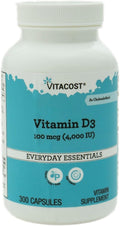Vitacost Vitamina D3, 100 mcg (4000 UI), 300 cápsulas