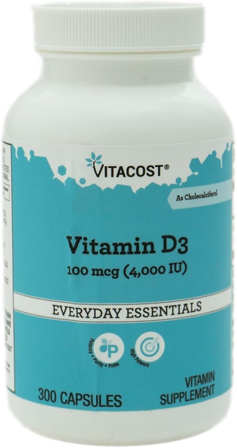 Vitacost Vitamina D3, 100 mcg (4000 UI), 300 cápsulas