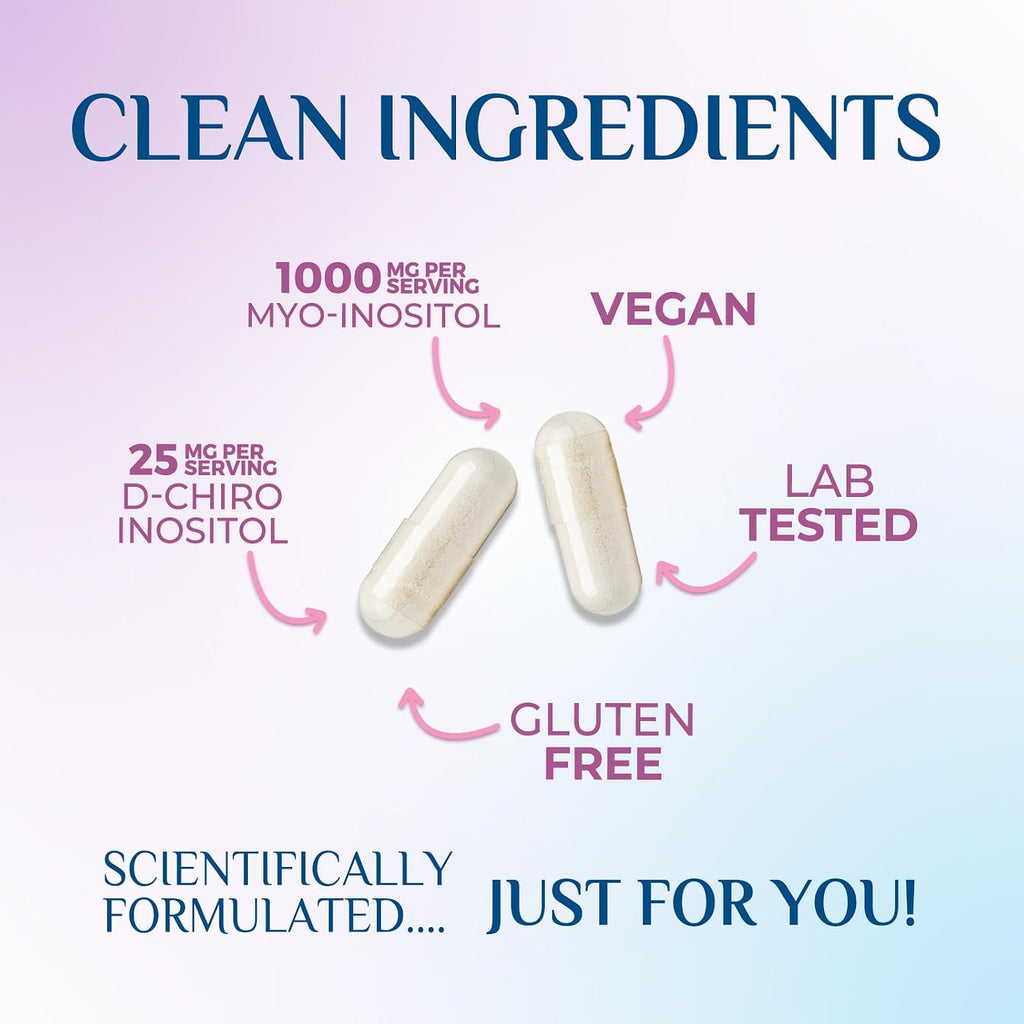 Nature's Glow Myo-Inositol & D-Chiro Inositol 1025 mg (40:1) - 120 Cápsulas Veganas