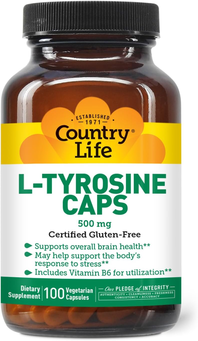 Country Life L-Tirosina 500mg con Vitamina B6 - 100 Cápsulas