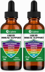 Cofure Zinc Quercetin Vitamina C D3 Líquido con Equinácea y Saúco Ecológicos – Gotas de Defensas para Adultos – Vegano, Sin Gluten – 60 ml (60 dosis)