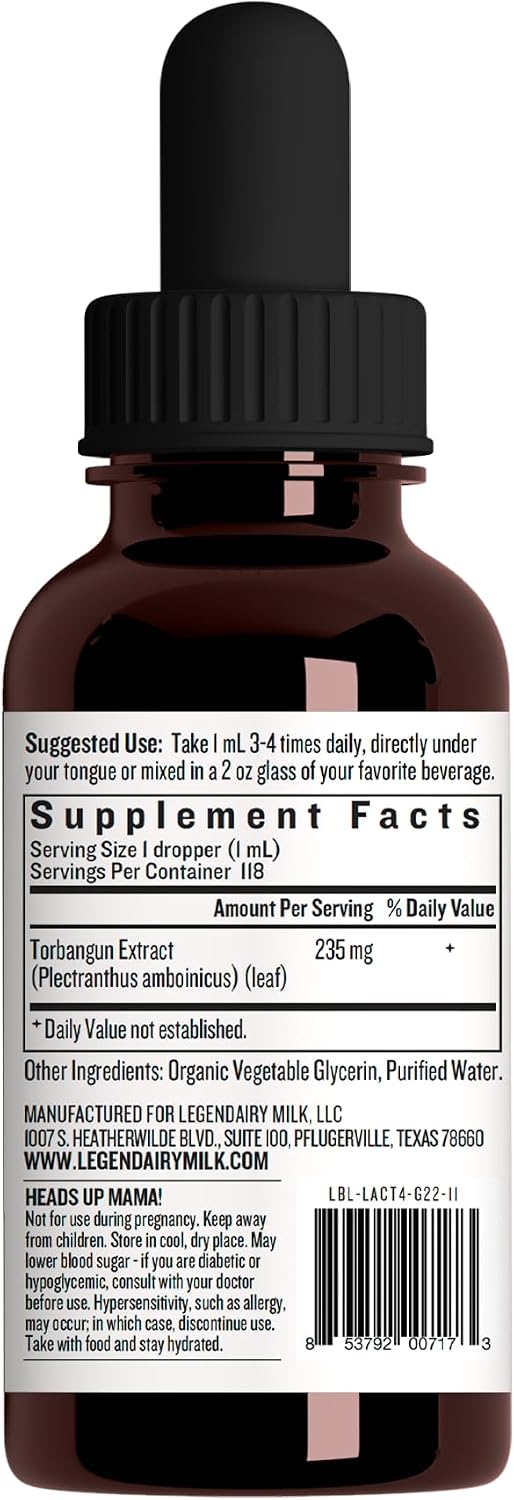 Legendairy Milk Lactivist Drops - Suplemento de Lactancia con Torbangun Orgánico - 118 ml