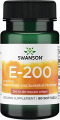 Swanson Vitamina E 200 UI (90 mg) 60 Cápsulas Blandas