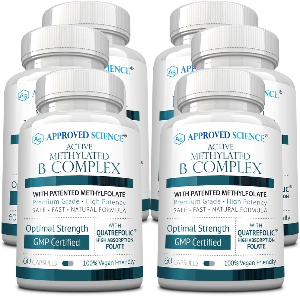 Approved Science Methylated B Complex – Complejo B Bioactivo Completo - Folato (5-MTHF), Vitamina B12 Metilada, P5P – Apoyo a la Metilación – Colina, Betaína - 60 Cápsulas - Pack de 3