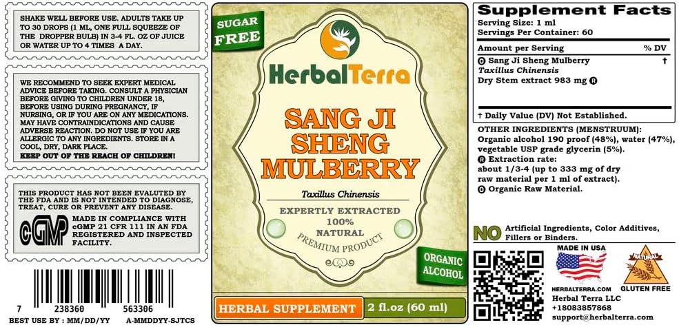 Tintura de Sang Ji Sheng (Taxillus Chinensis) - Extracto Líquido de Tallo Seco - 30 Botellas de 60 ml
