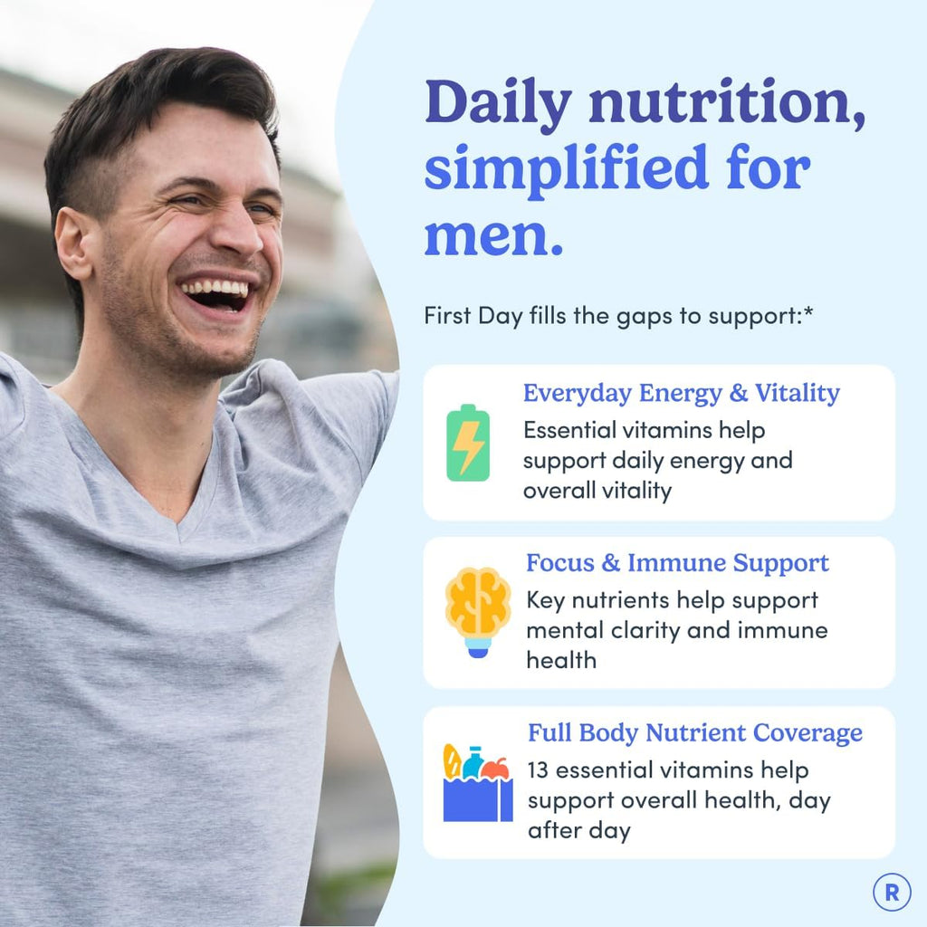 FIRST DAY Multivitamínico para Hombres + Mezcla de Frutas y Verduras Orgánicas - Gominolas - 30 Días