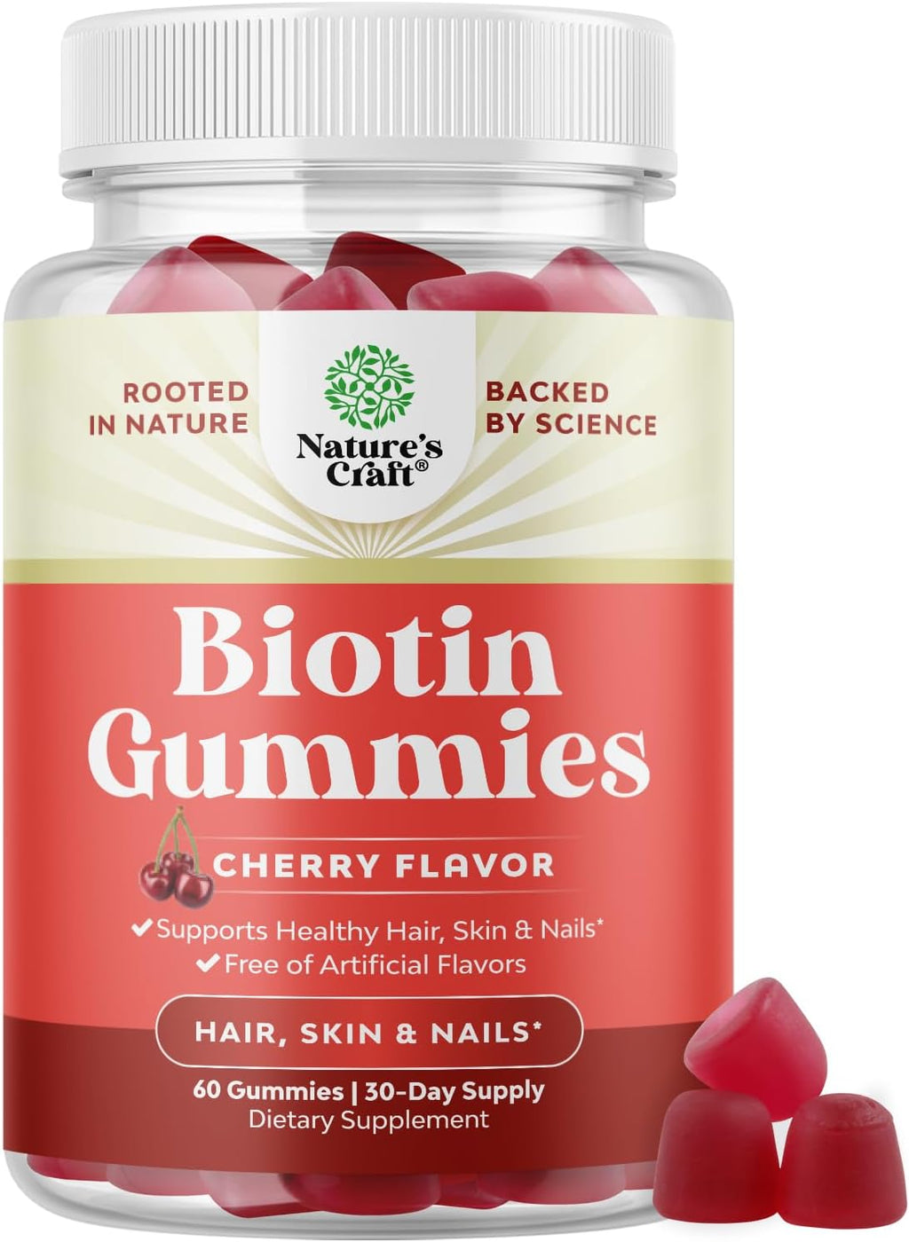 Nature's Craft Gomitas de Biotina Natural para Cabello, Piel y Uñas - 60 unidades