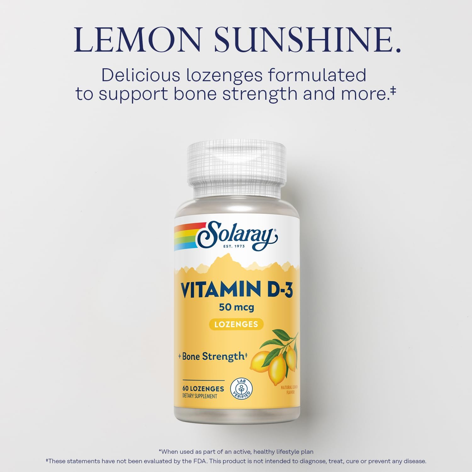 SOLARAY Vitamin D3 2000 IU - 60 Oral Dissolving Tablets - Natural Lemon Flavor