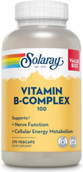 Solaray Complejo B 100 mg - 275 Cápsulas Veganas con 8 Vitaminas B, Inositol y Colina