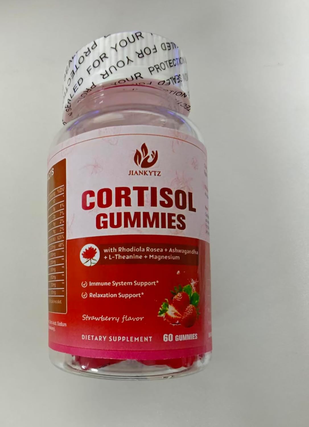Gominolas de Cortisol para Mujeres con Ashwagandha, Rhodiola Rosea, L-Teanina, Magnesio y Vitamina D3 - 60 Gominolas Veganas