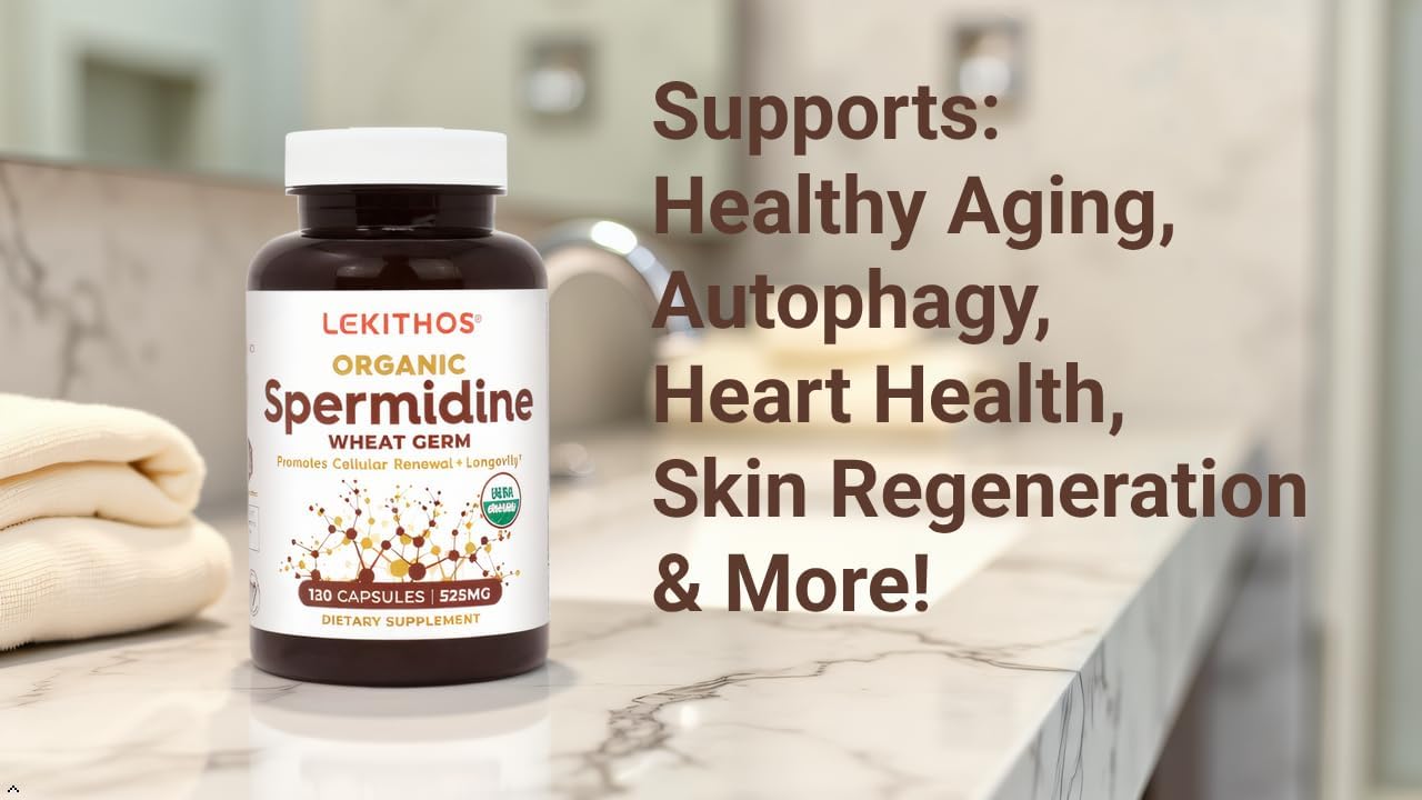 Lekithos Cápsulas de Espermidina Orgánica | Extracto de Germen de Trigo | Renovación Celular | 1050 mg por Dosis | Vegano, Sin OGM | 120 Cápsulas