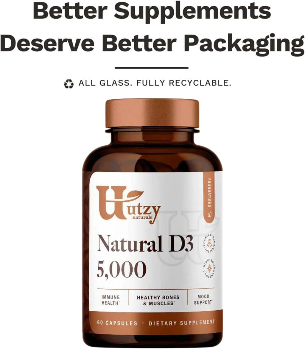Utzy Naturals Vitamina D3 5000 UI | Colecalciferol | 60 Cápsulas