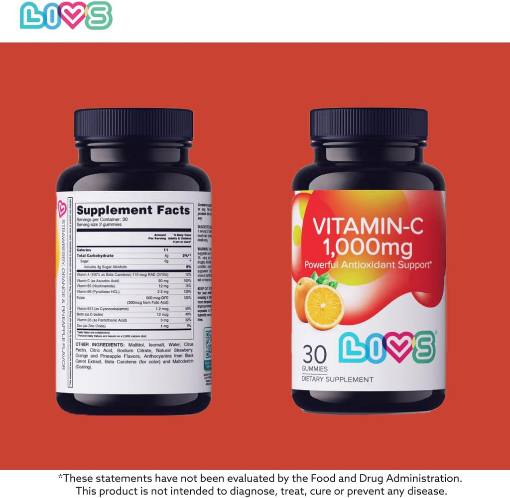 Vitamina C 1000 mg Gominolas para Niños y Adultos - LIVS