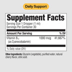 PureFormulas Vitamina B12 1000 mcg - Gotas Sublinguales Sabor Cereza Natural - Sin OGM y Sin Alérgenos - 30 ml
