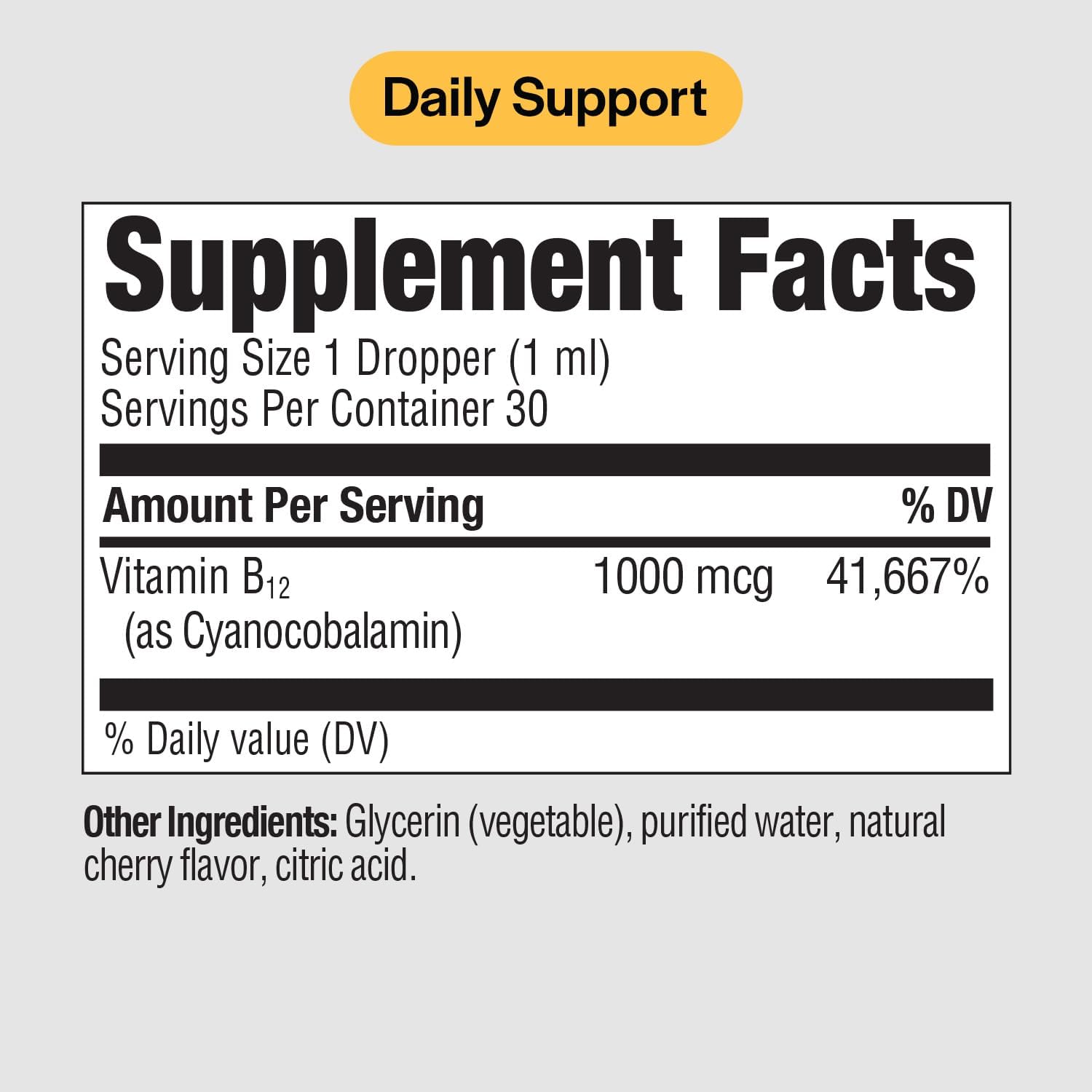 PureFormulas Vitamina B12 1000 mcg - Gotas Sublinguales Sabor Cereza Natural - Sin OGM y Sin Alérgenos - 30 ml
