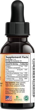 Vitamina B12 en Gotas - Metilcobalamina 1200 mcg - Complejo B Super B - Sabor Frambuesa - 60 ml