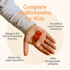 Gominolas Multivitamínicas Completas para Niños - con Omega 3,6,9, Vitamina B12, Ácido Fólico, Yodo, Vitamina C, Zinc - Multivitamínico Diario Vegano Premium para Niños 2+ (60 Gominolas)