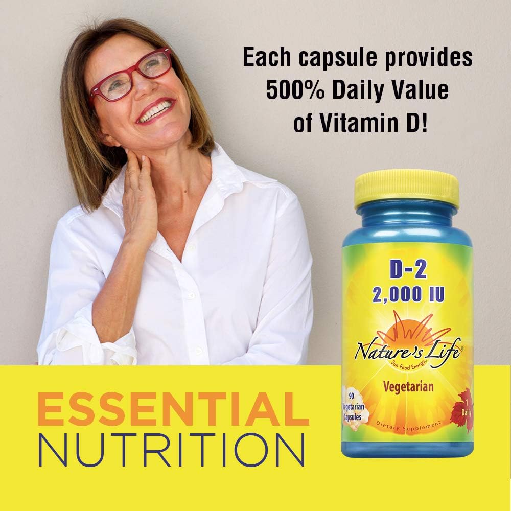 Nature's Life Vitamina D2 (Ergocalciferol) 2000 UI, 90 Cápsulas Vegetales