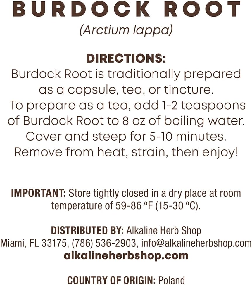 Alkaline Herb Shop Just Herbs: Raíz de Bardana