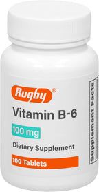 Rugby Vitamin B-6 Tablets - 100mg de Vitamina B6 - Suplemento Alimenticio - 100 Comprimidos