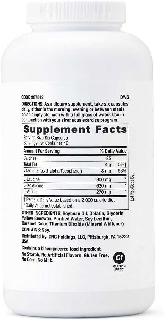 GNC Pro Performance BCAA 1.8 g - 240 Softgels (40 porciones)