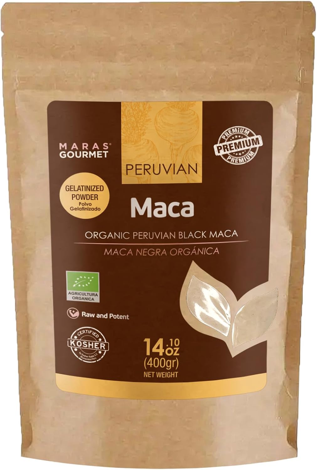 Maca Negra Peruana Orgánica Gelatinizada - 400g (14.1 oz) - 80 porciones