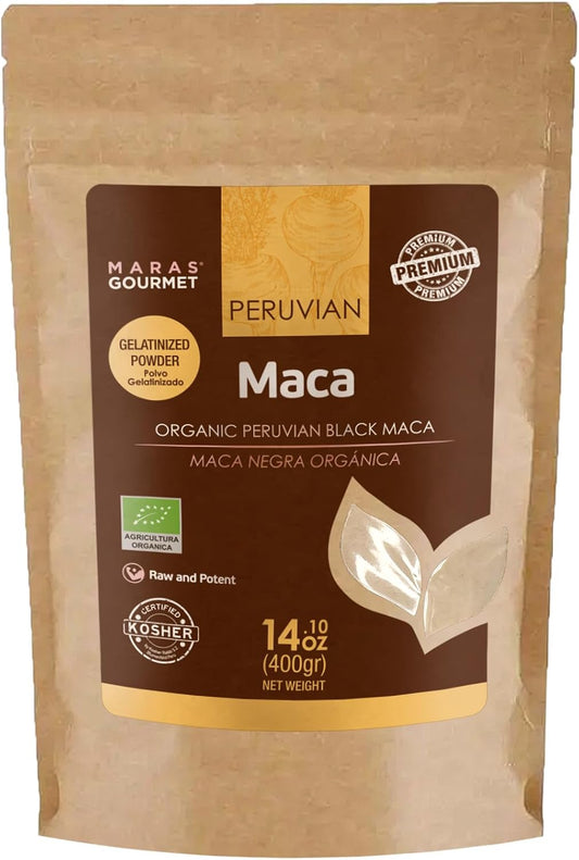 Maca Negra Peruana Orgánica Gelatinizada - 400g (14.1 oz) - 80 porciones