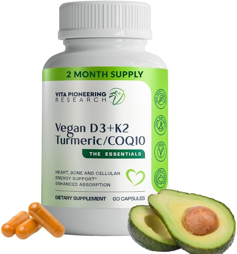 Vita Pioneering Research 5-en-1 Vitamina D3 2000UI + K2 MK-7 con Cúrcuma y CoQ10