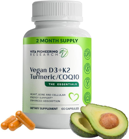 Vita Pioneering Research 5-en-1 Vitamina D3 2000UI + K2 MK-7 con Cúrcuma y CoQ10 – Image 1