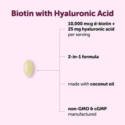Biotina 10.000 mcg con Ácido Hialurónico + – Al mantenimiento de las membranas mucosas. – Image 3