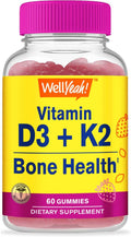 WellYeah Vitamina D3 + K2 Gominolas - 1000 UI D3, 100 mcg K2 - Salud Ósea y Muscular - Sabor Fresa Natural - 60 Gominolas
