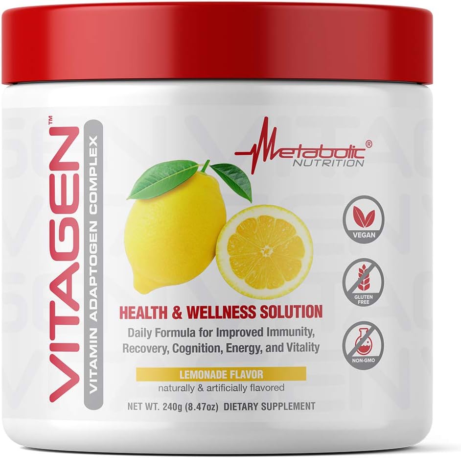 Metabolic Nutrition Vitagen, Complejo Vitamínico y Adaptógeno, 240 g, Sabor Limonada