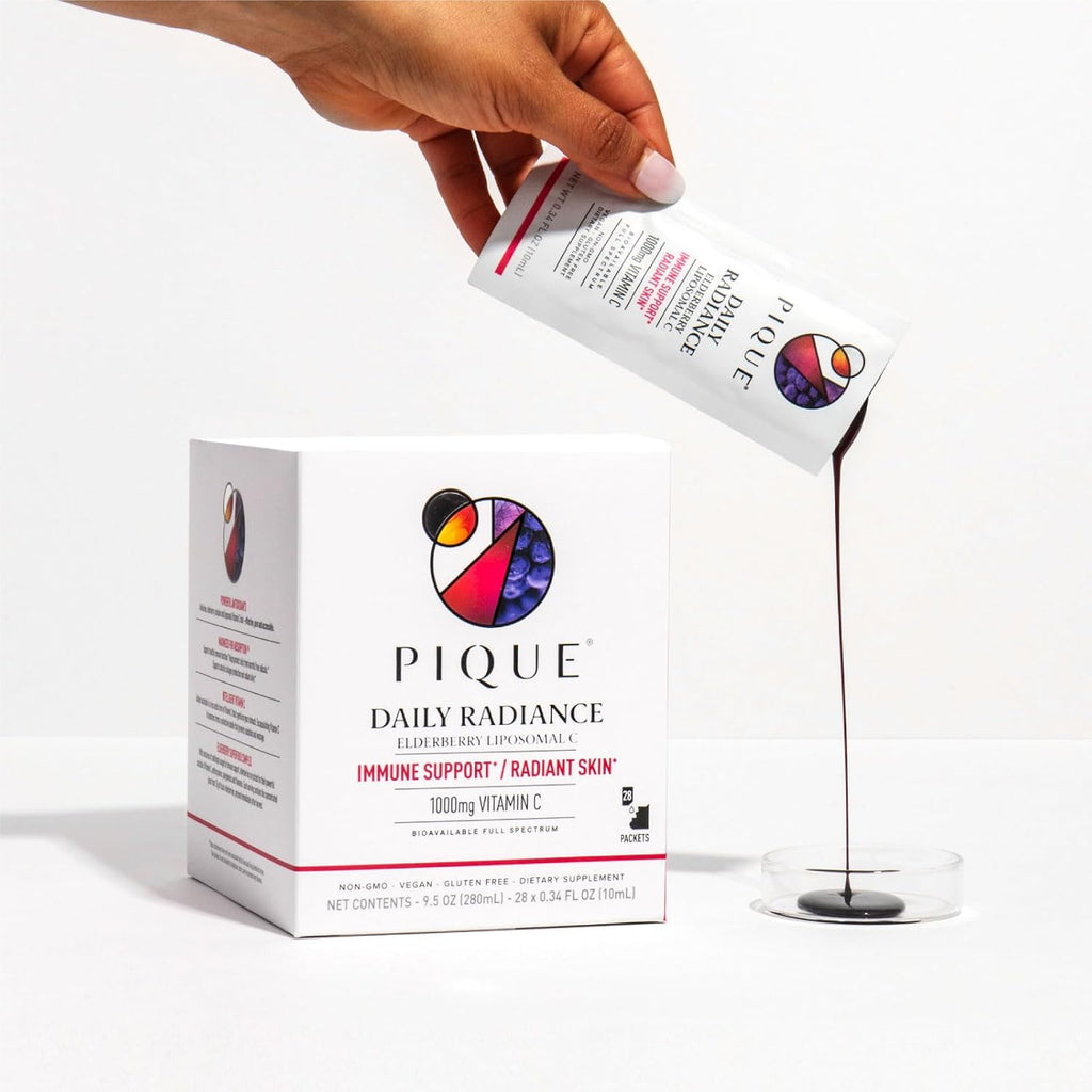 PIQUE Daily Radiance Vitamina C Liposomal 1000 mg con Saúco, 28 Sobres