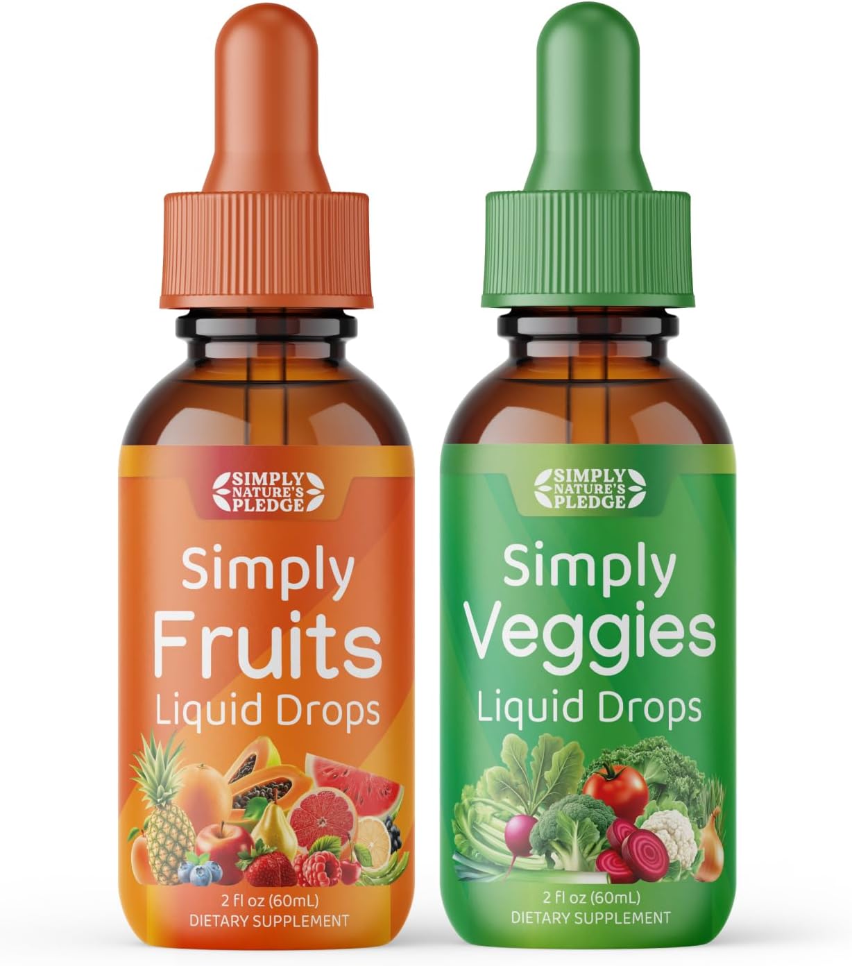 Simply Nature's Pledge - Suplemento de Frutas y Verduras - Gotas Líquidas - Superalimentos Integrales - Sin Soja - Hecho en EE. UU.