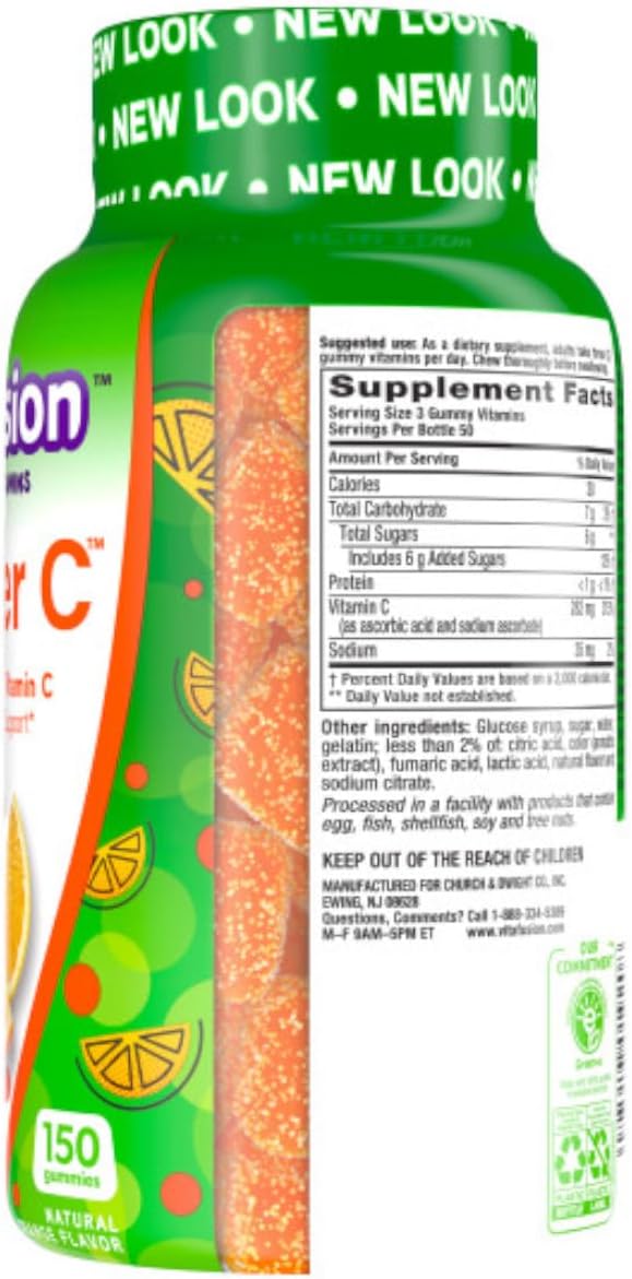 Vitafusion Power C, Gominolas de Vitamina C para Adultos, 150 Gominolas de Alta Potencia