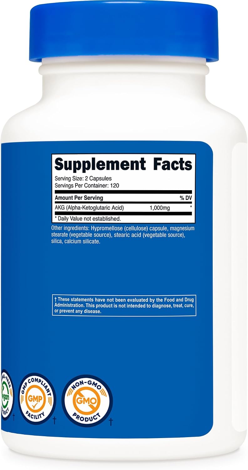 Nutricost AKG Ácido Alfa-Cetoglutárico 1000 mg, 240 Cápsulas (120 dosis)