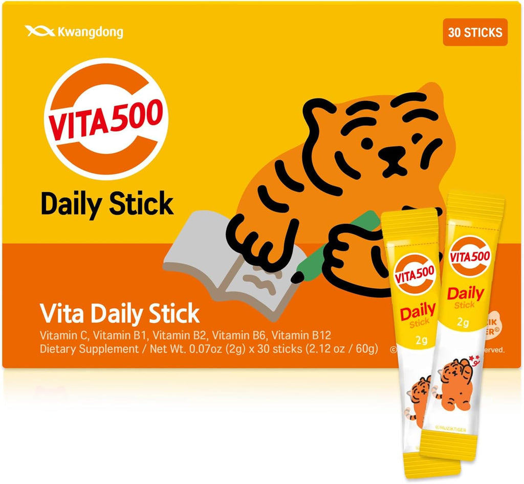 KWANGDONG Vita500 Multivitamin Powder Daily Stick - Vitamina C 500mg y Complejo B (30 Sobres)