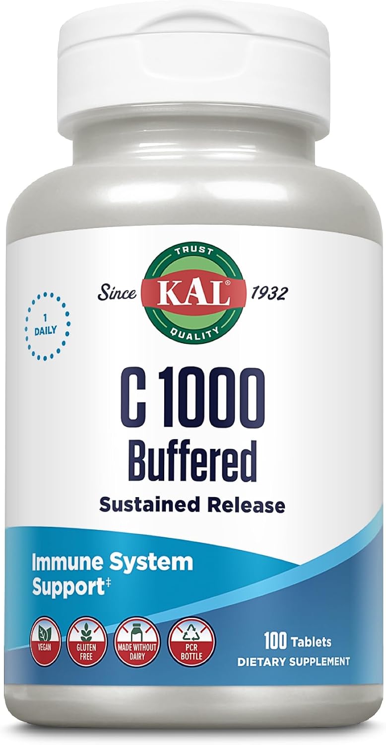 KAL Buffered Sustained Release Vitamin C, 1000 mg, 100 Tablets